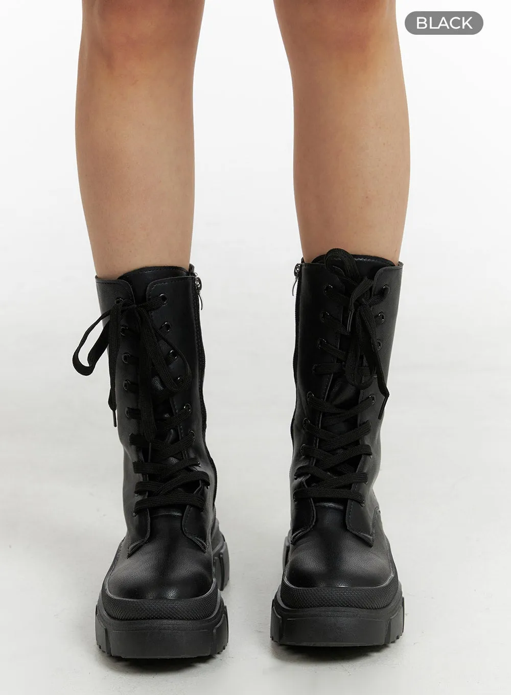 Lace-Up Platform Chelsea Boots CM407