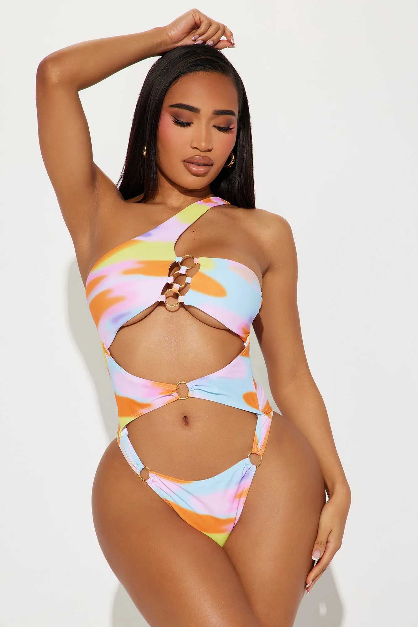 Lanie O Rings Cutout 1 Piece Swimsuit - Purple/combo