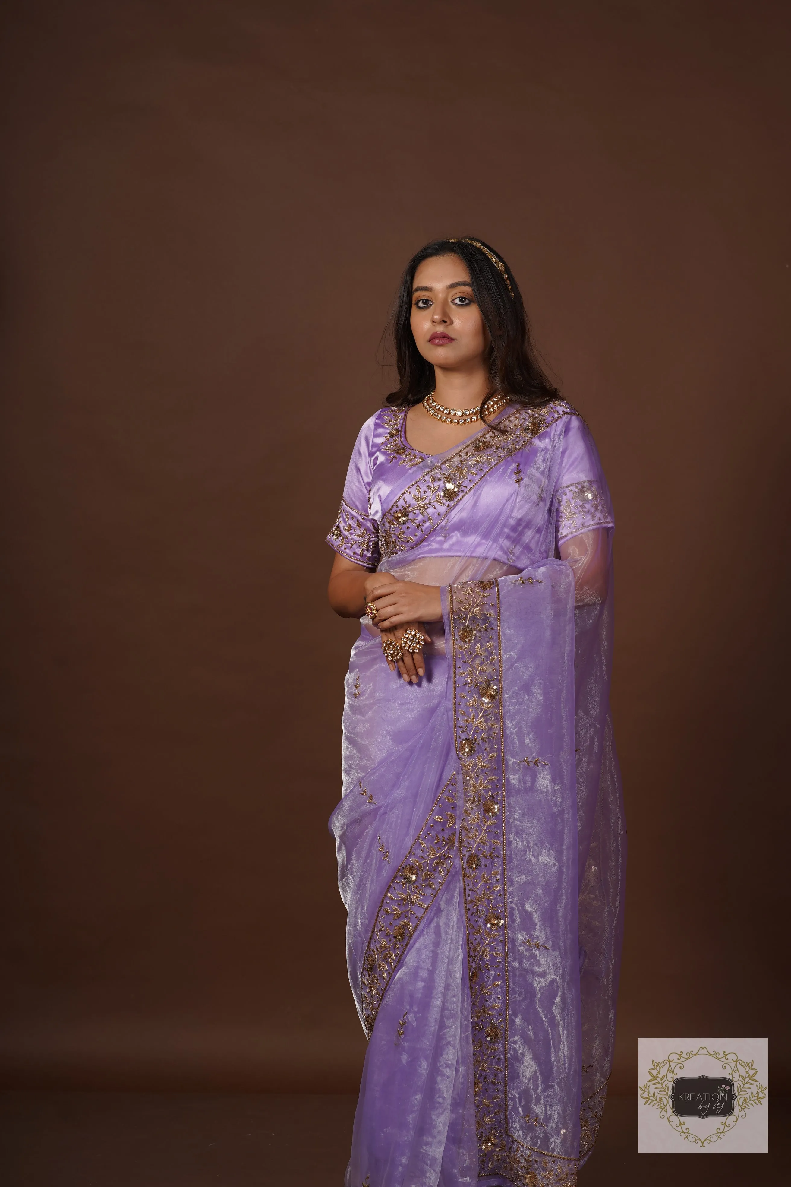 Lavender Glass Tissue Anaya Saree