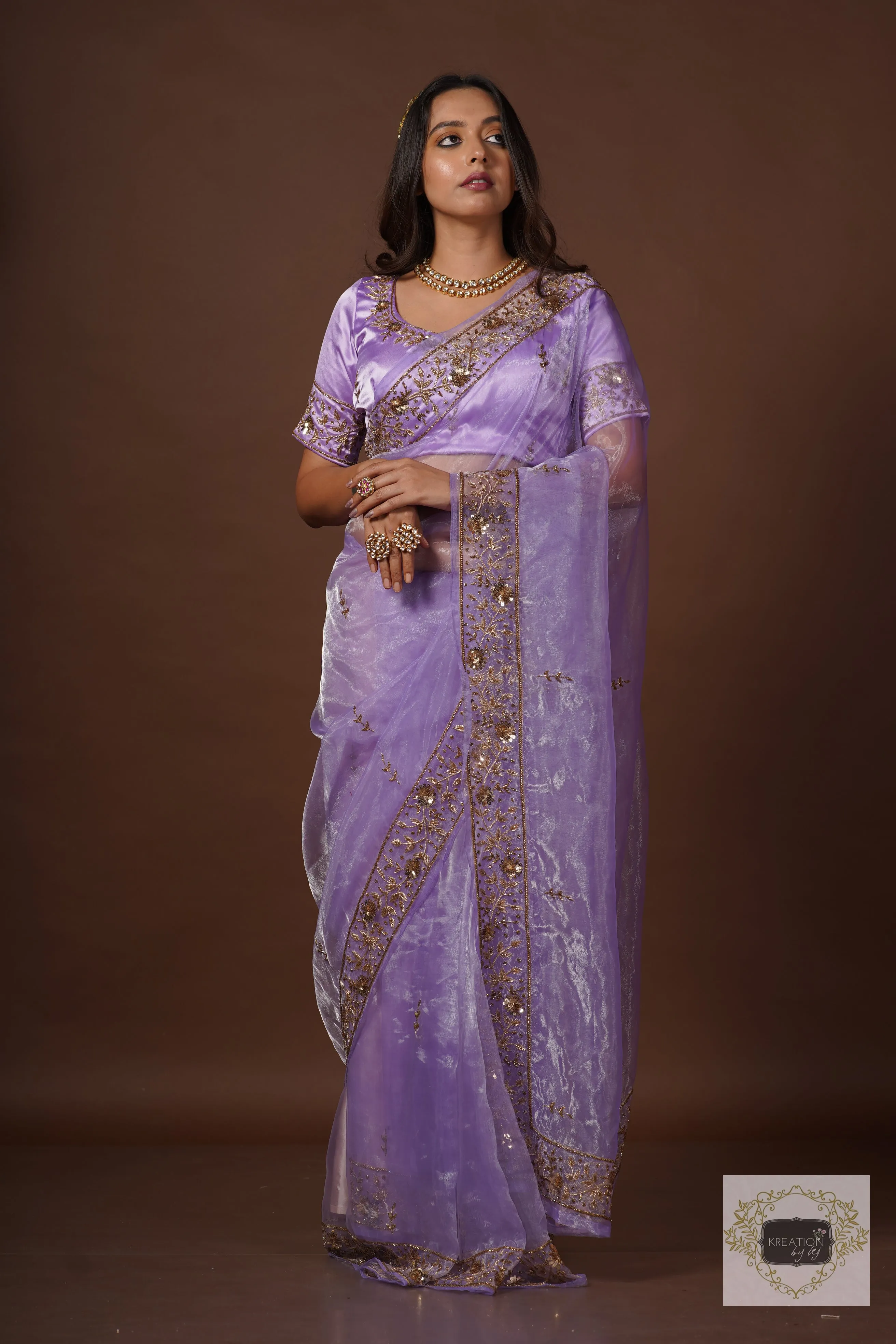 Lavender Glass Tissue Anaya Saree