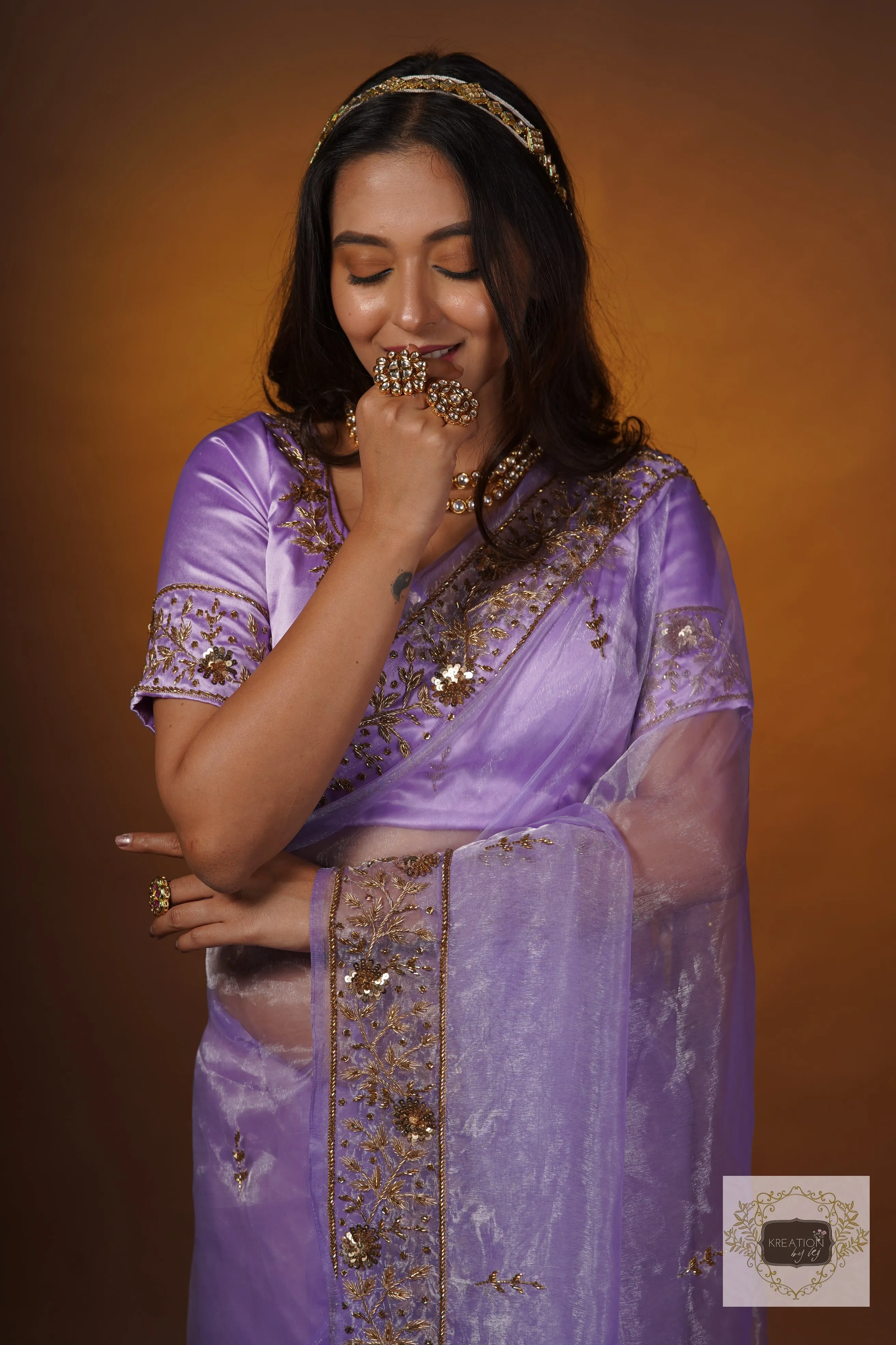 Lavender Glass Tissue Anaya Saree