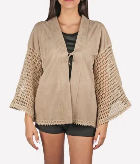 Leather Kimono in Beige