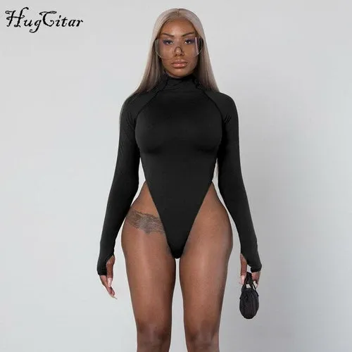 Long Sleeve High Neck Neon Bodycon Sexy Bodysuit