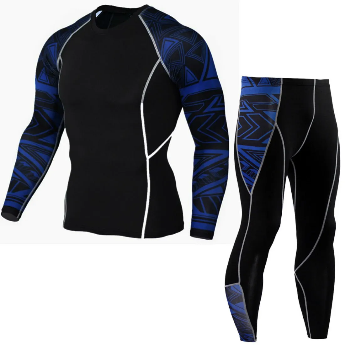 Long Sleeve Mens Compression Shirts Fitness Pant Sports Suit for Men's