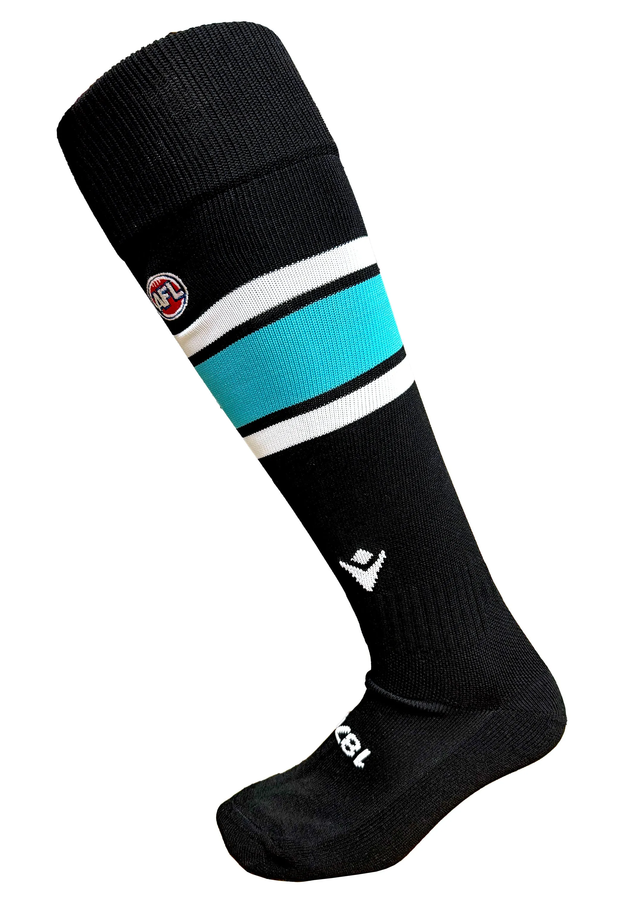 Macron Senior Port Adelaide Clash Full Length Socks Black/Teal <br> 58542788