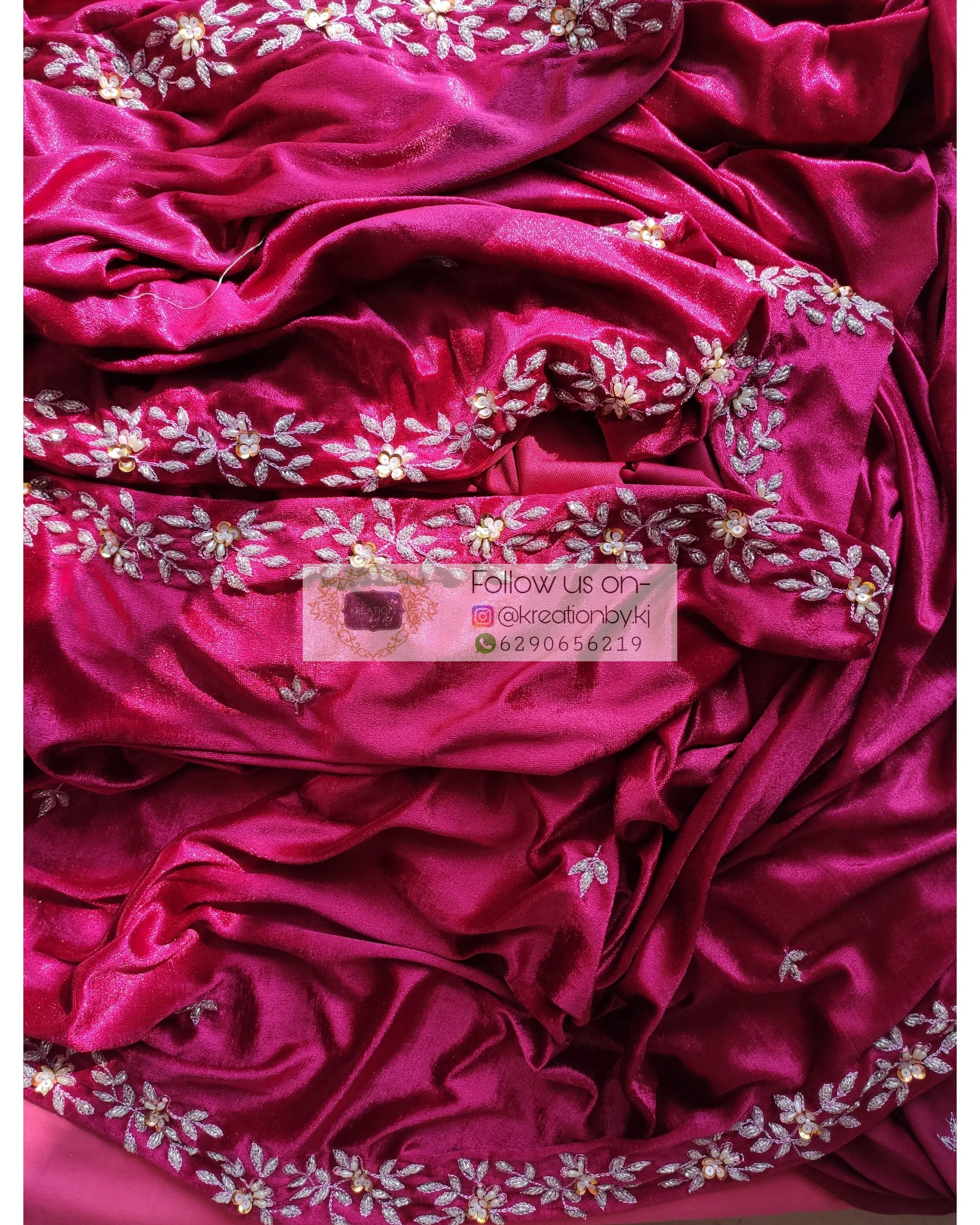 Magenta Velvet Handembroidered Chandani Saree