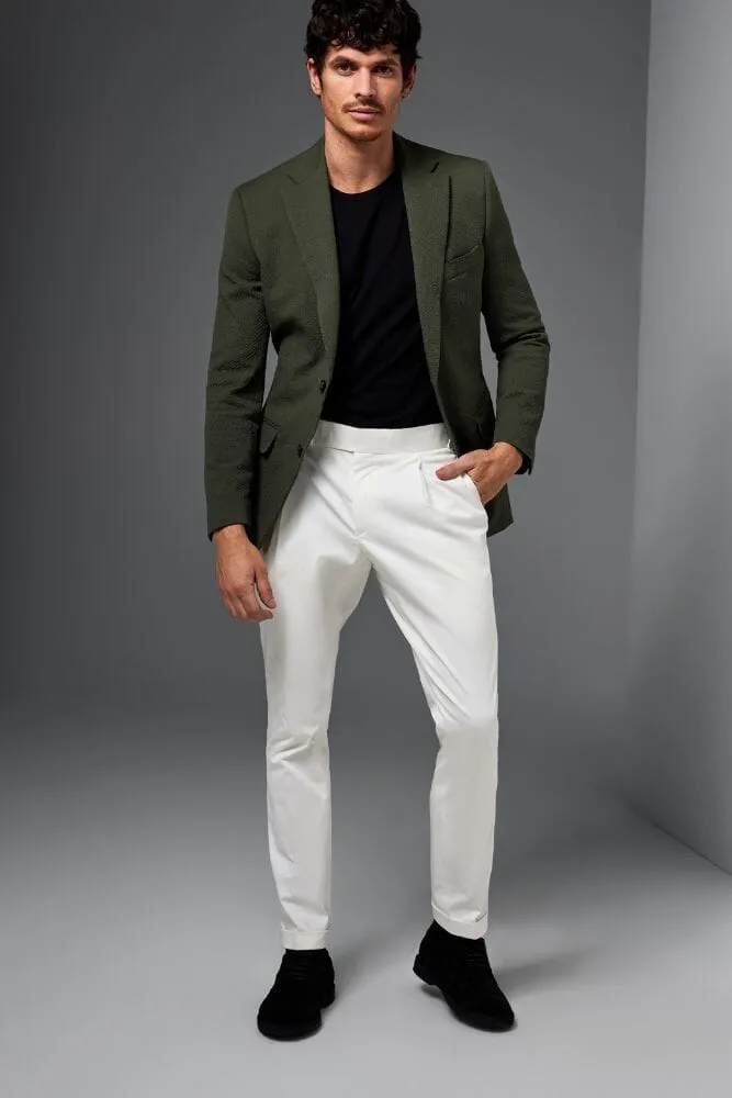 Milan Trouser - White Cotton Stretch