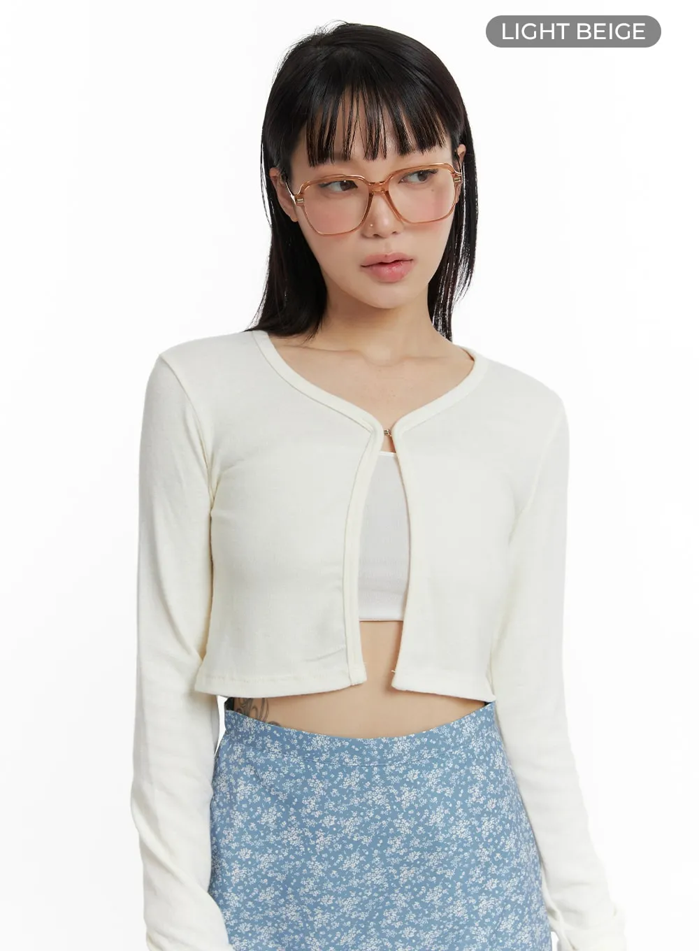 Minimal Collarless Crop Cardigan IF423