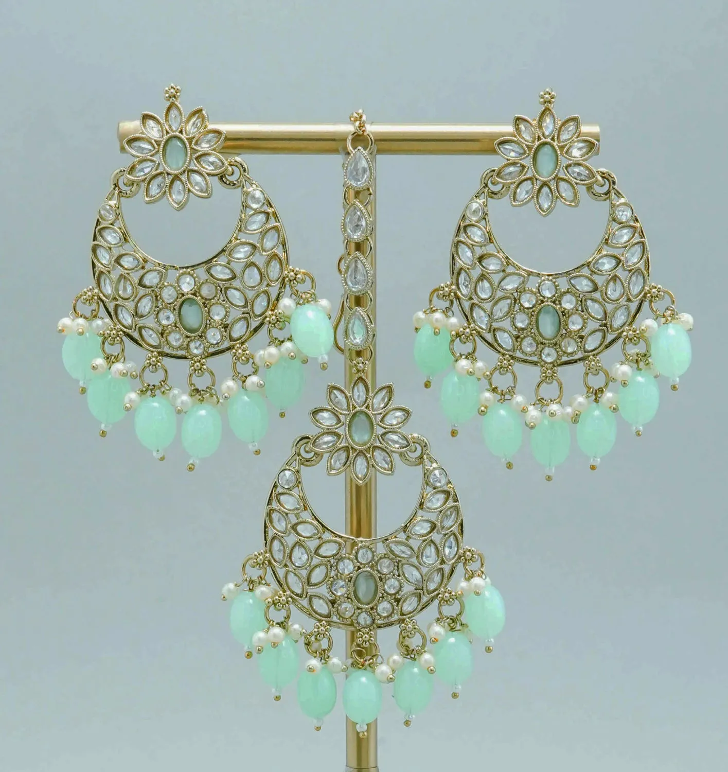 NEHA POLKI EARRINGS WITH TIKKA