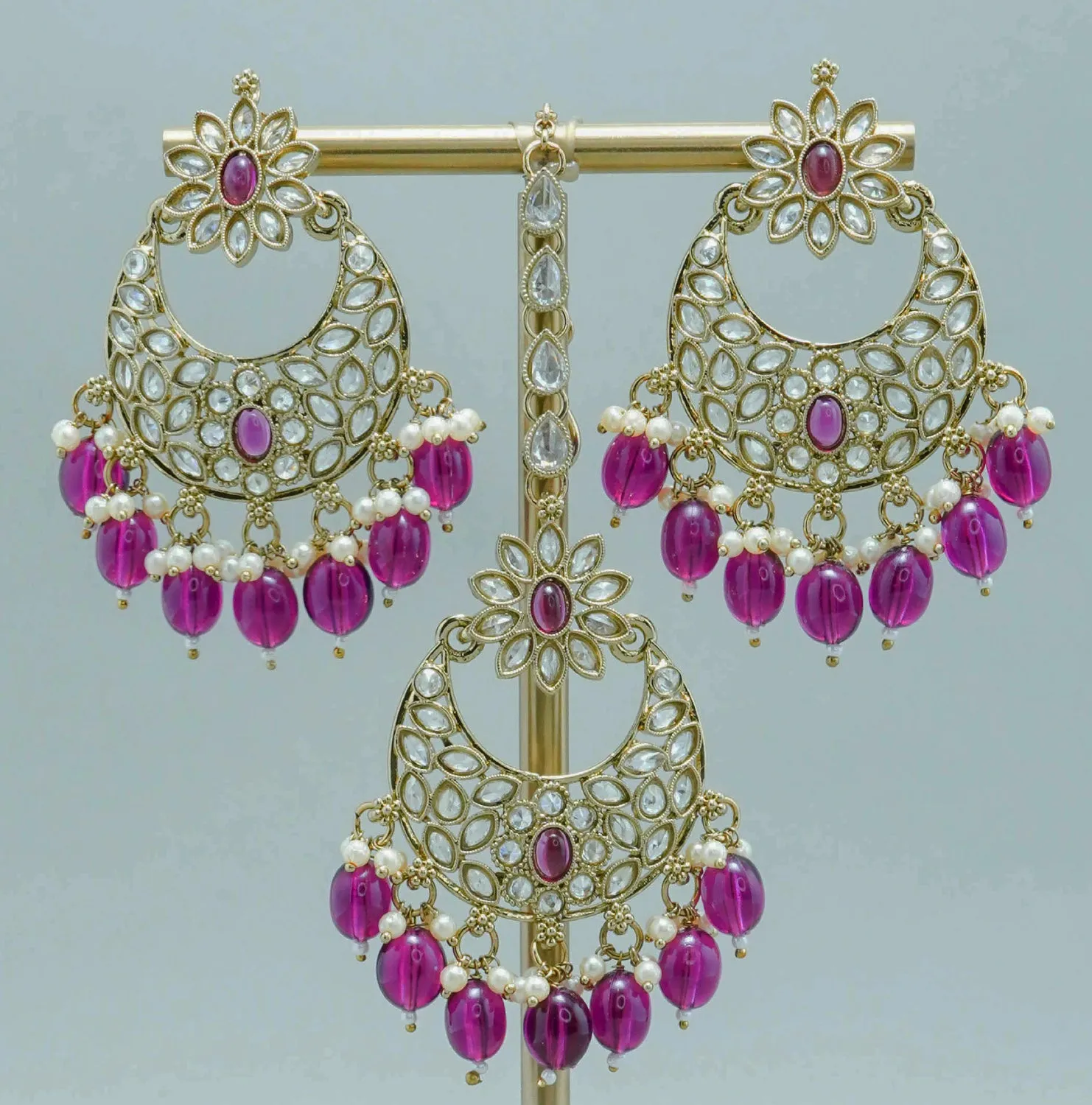 NEHA POLKI EARRINGS WITH TIKKA