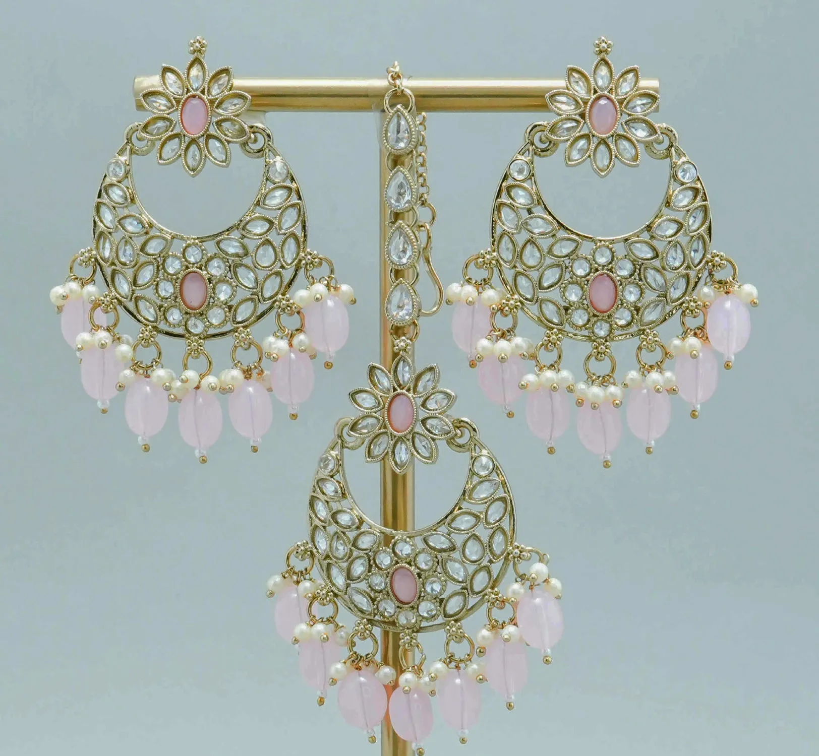 NEHA POLKI EARRINGS WITH TIKKA