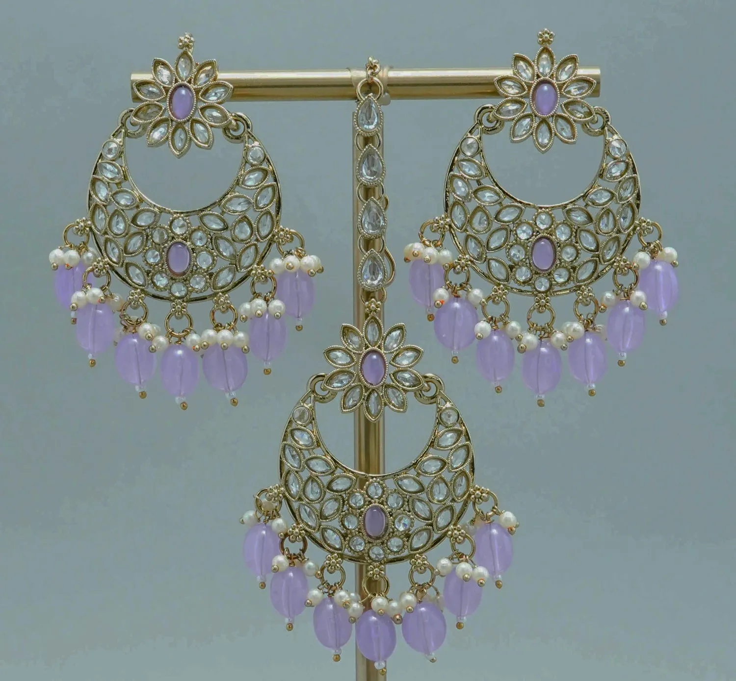 NEHA POLKI EARRINGS WITH TIKKA