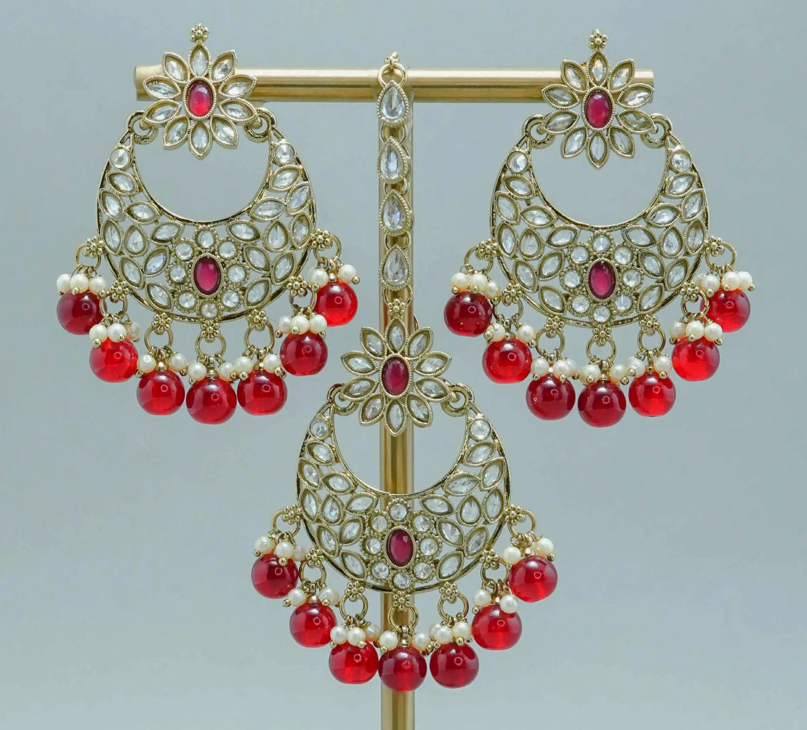 NEHA POLKI EARRINGS WITH TIKKA