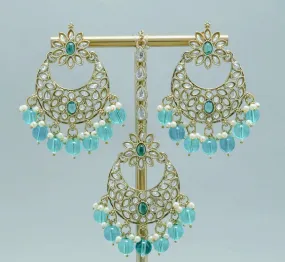 NEHA POLKI EARRINGS WITH TIKKA