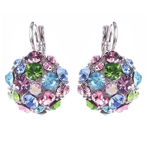 New Colorful Zircon Silver Tone Ladies Eardrop Earrings