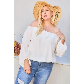 Off Shoulder Ruffle Bubble Sleeve Top