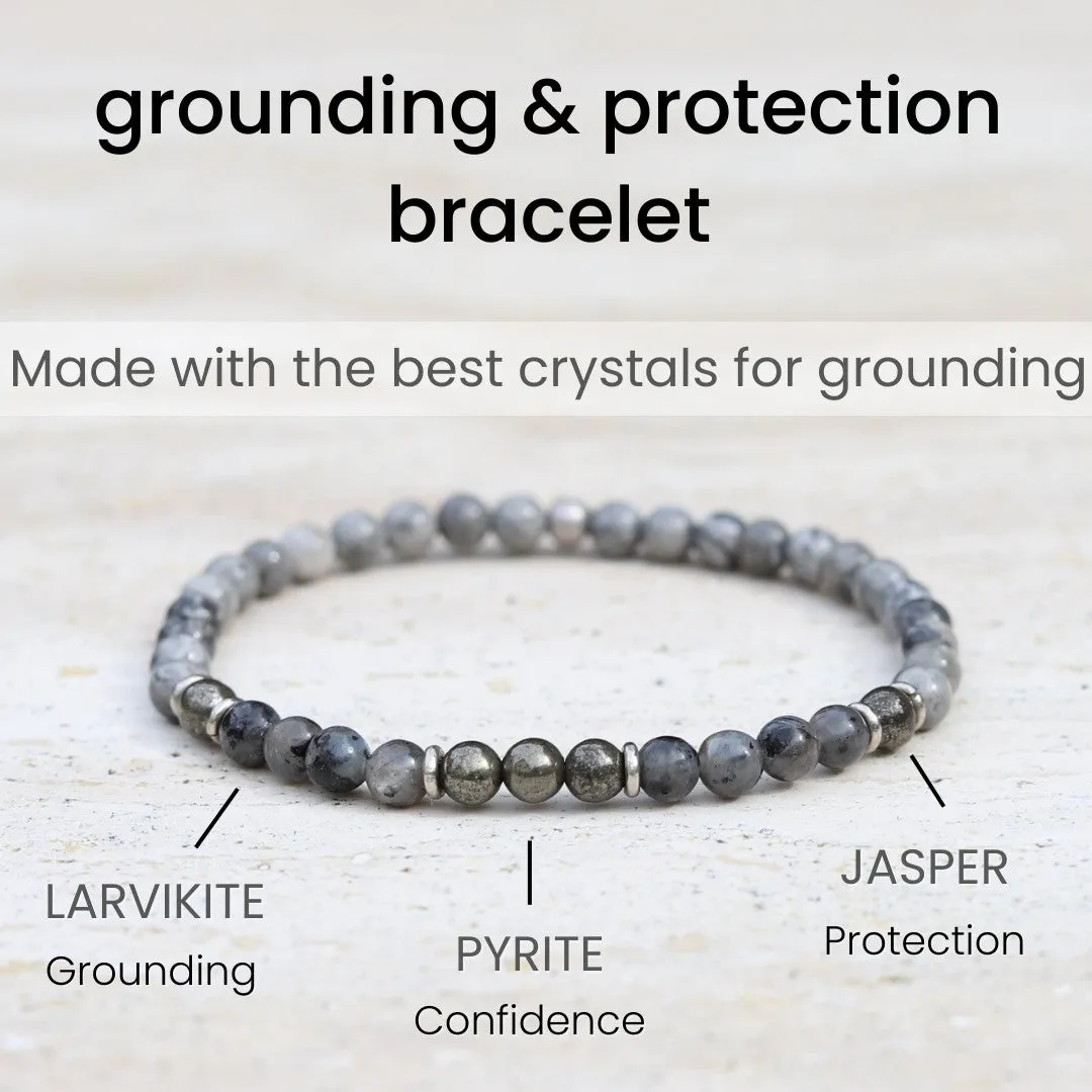 “Protection and Grounding” Jasper and Larvikite Mens Bracelet