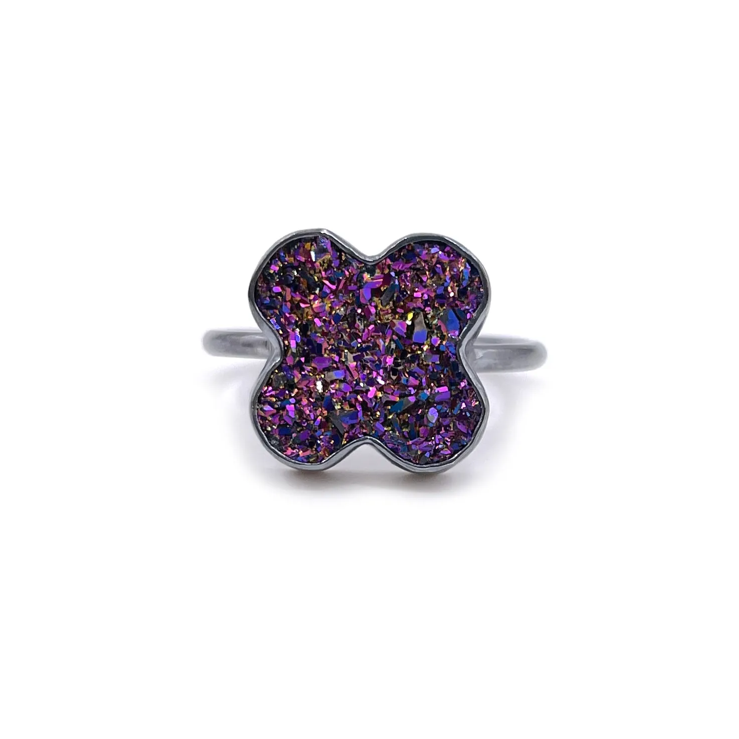 Purple Plus Druzy Ring