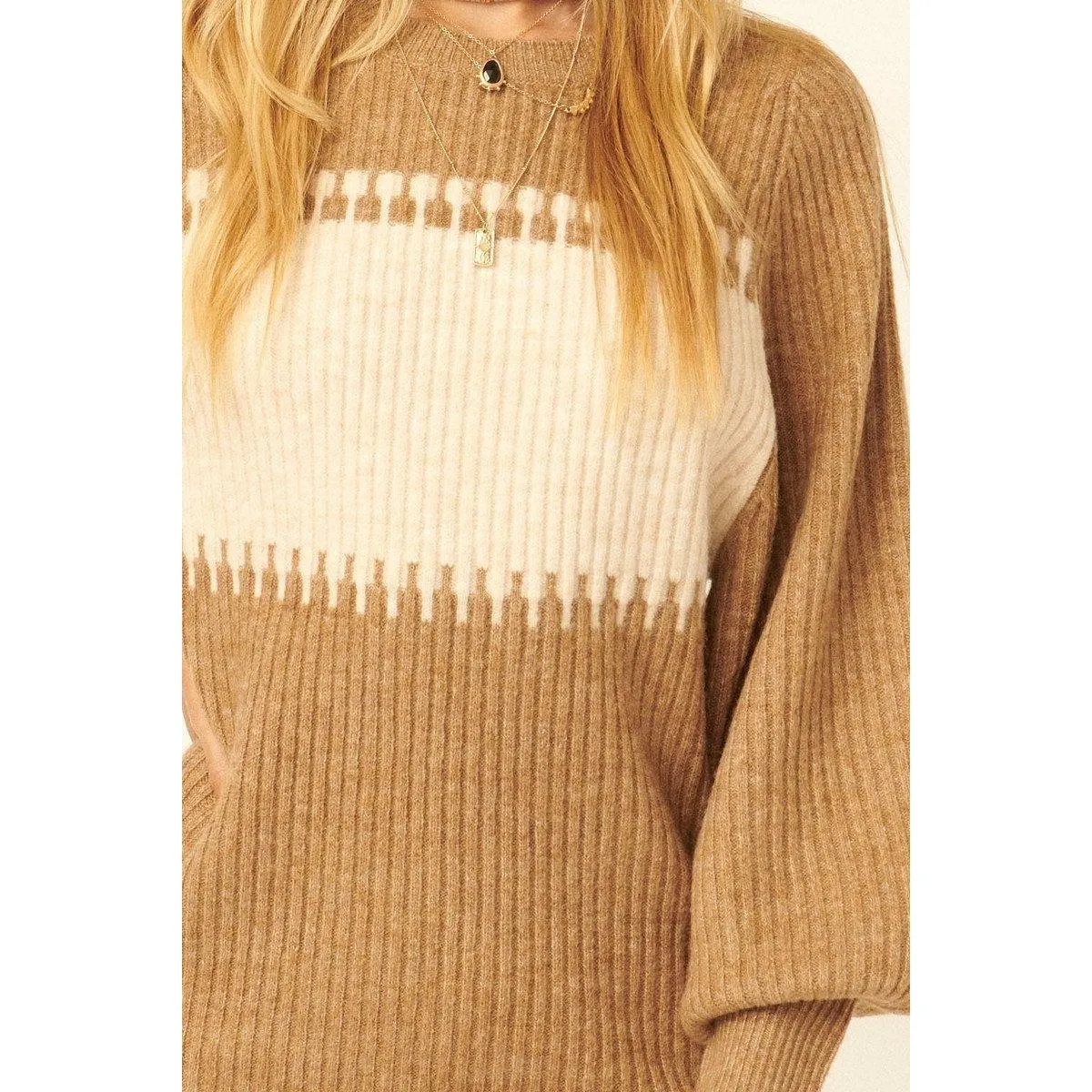 Ribbed knit sweater mini dress