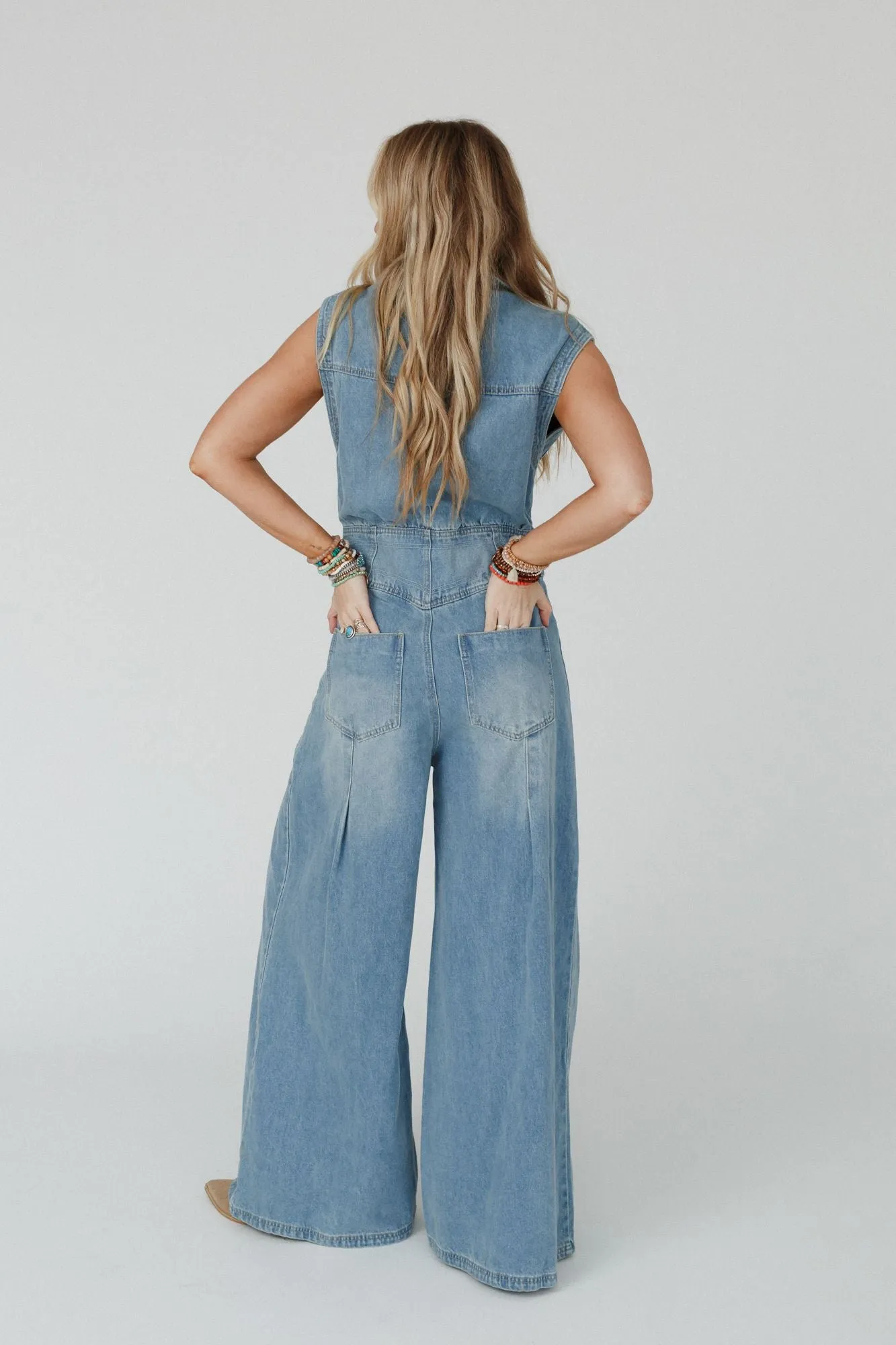 Sami Button Up Jumpsuit - Light Denim