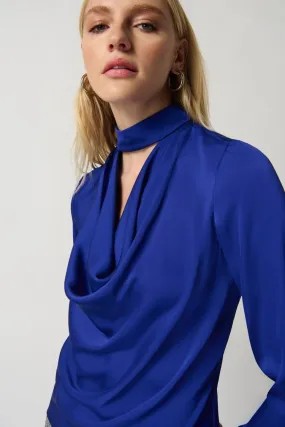 Satin Top Mock Collar Cowl Neckline-Joseph Ribkoff Style 234221