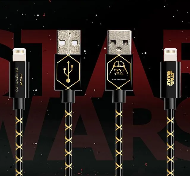 Star Wars Darth Vader Sync and Lightning to USB Cable for iPhone / iPad (2 packs)