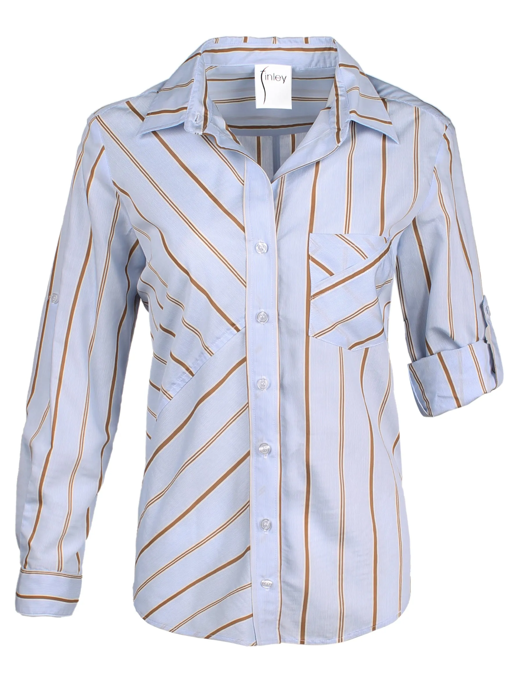 Teigan Shirt Blue/Tan Menswear Stripe