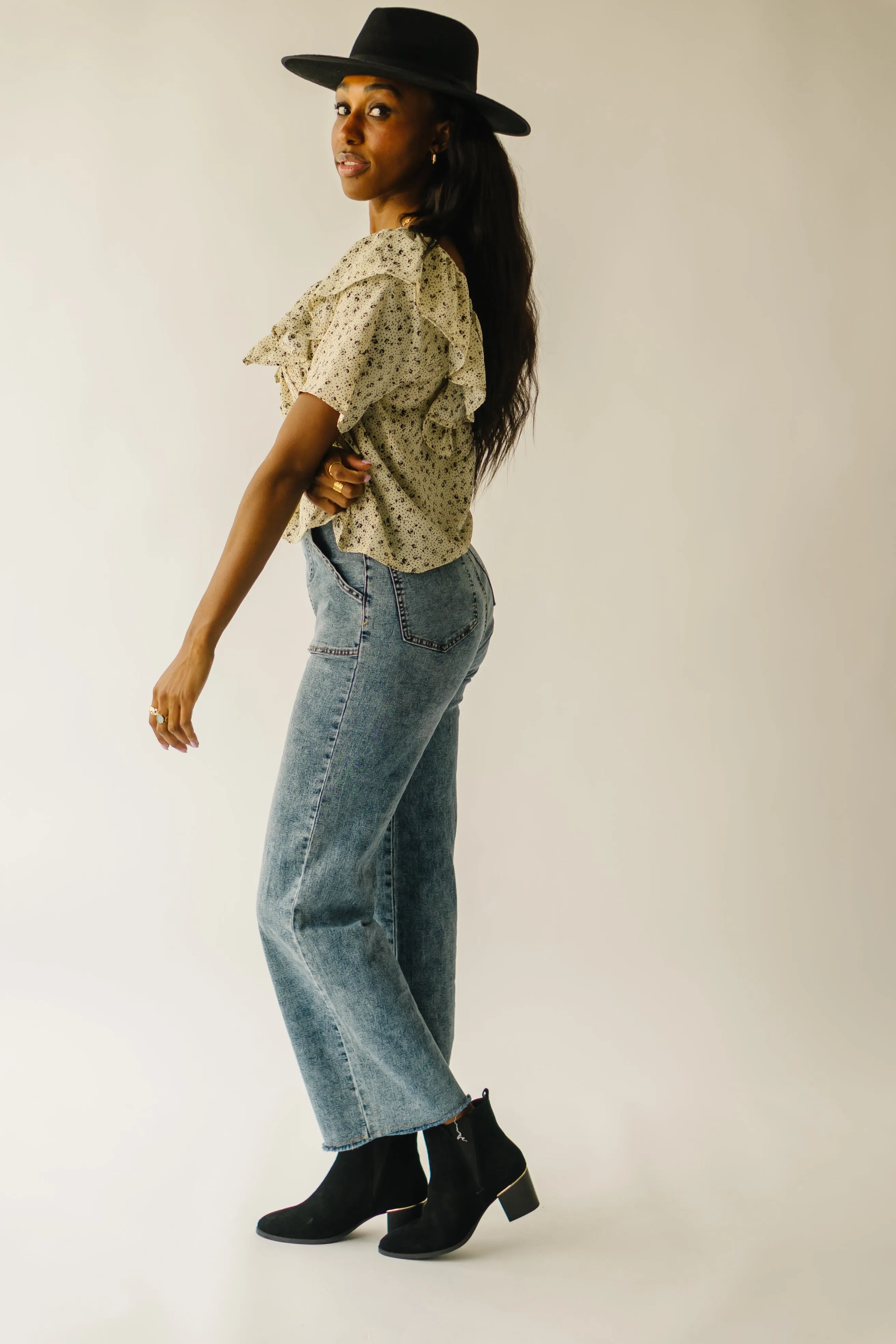 The Dyer Ruffle Detail Blouse in Cream   Black