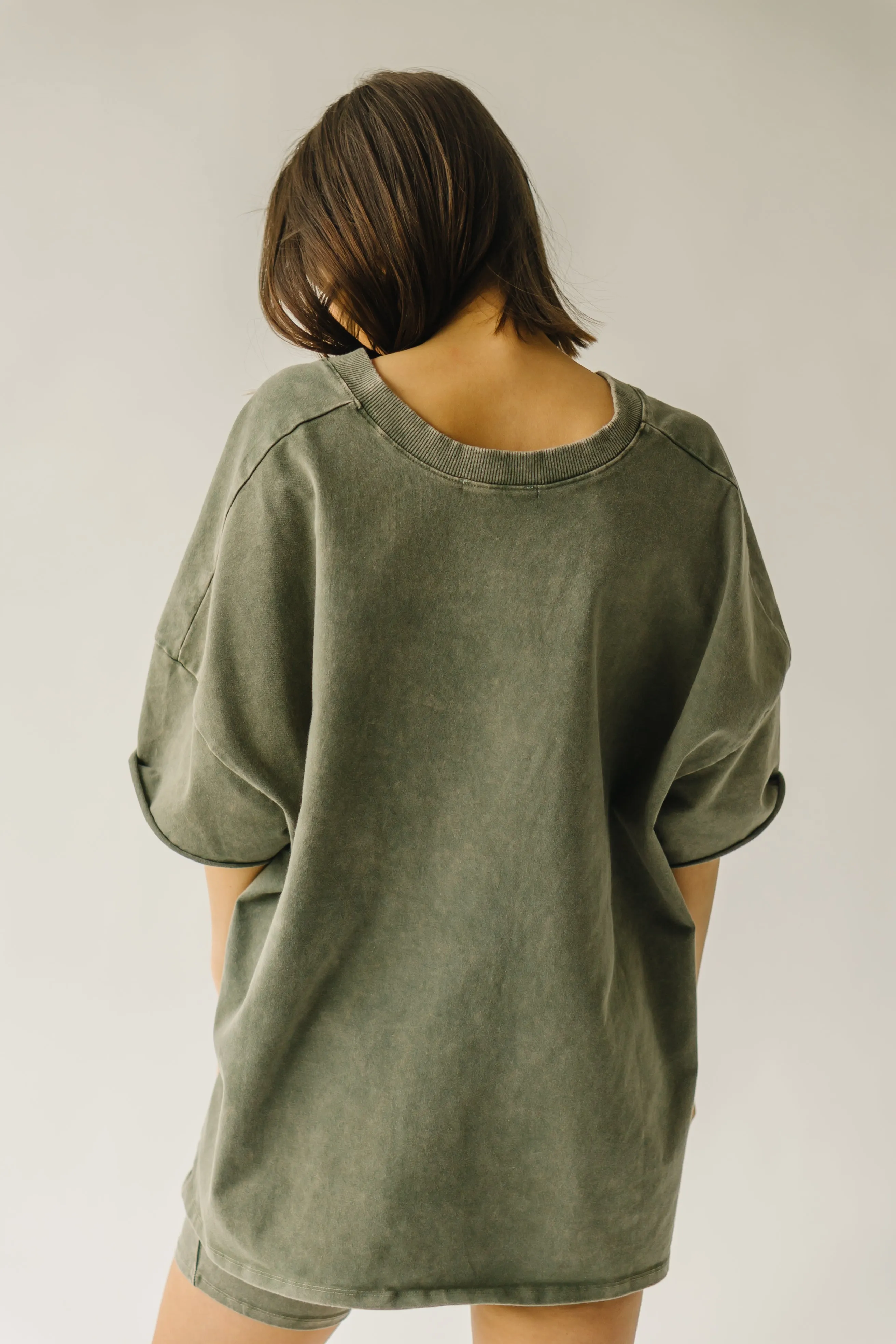 The Kynaston V-Neck Drop Sleeve Tee in Army Green