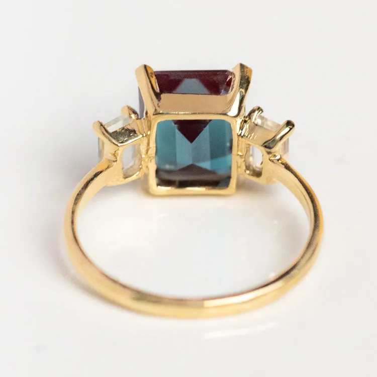 The Sophisticate Lab Alexandrite and White Topaz Ring