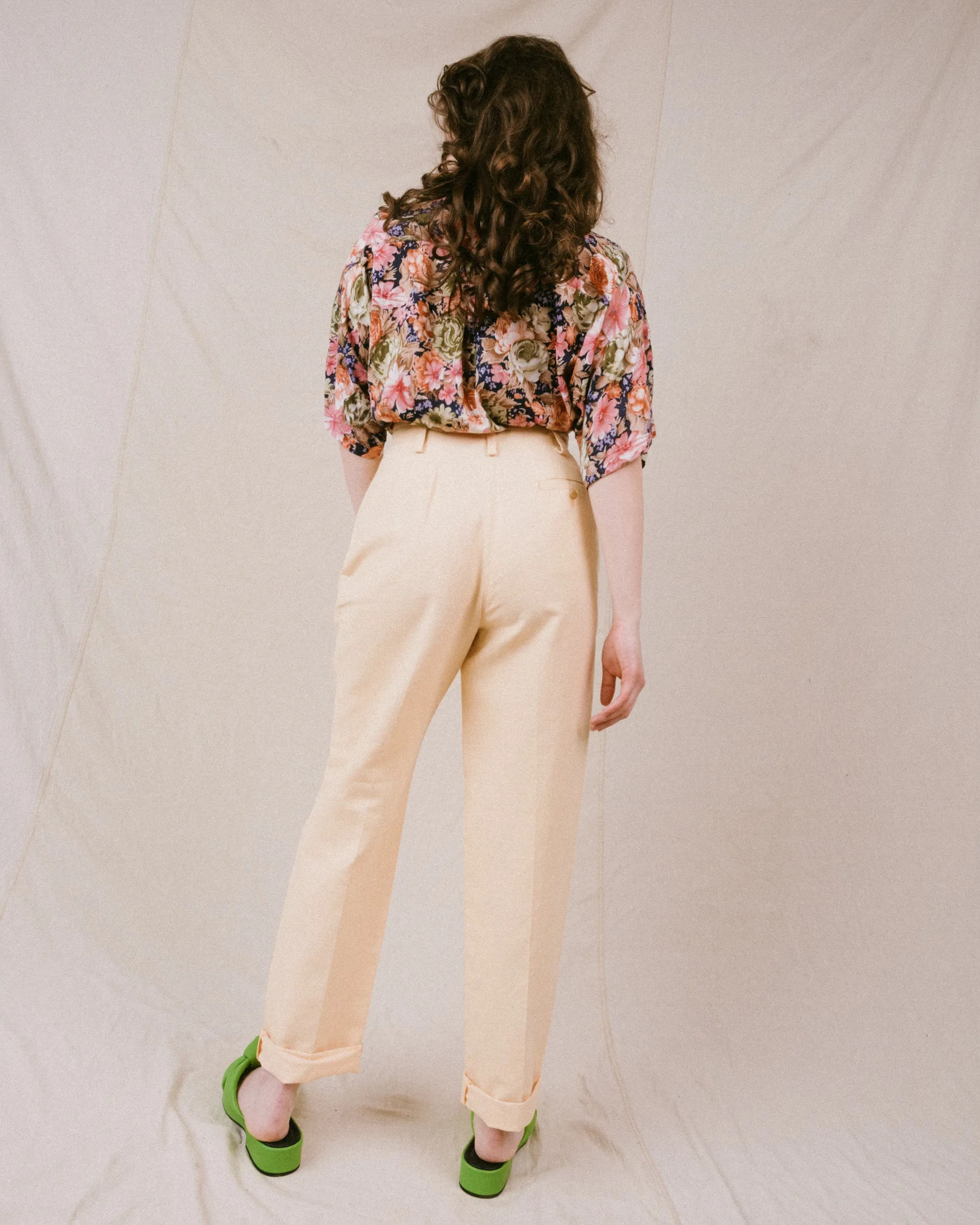 Vintage Peach Linen Trousers (XS)